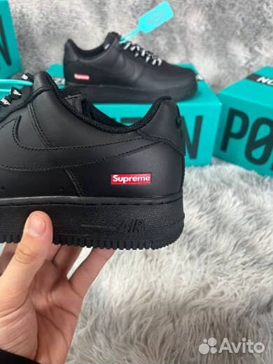 Nike Air Force 1 Supreme Черные Оригинал Poizon