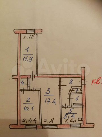 3-к. квартира, 53 м², 3/5 эт.