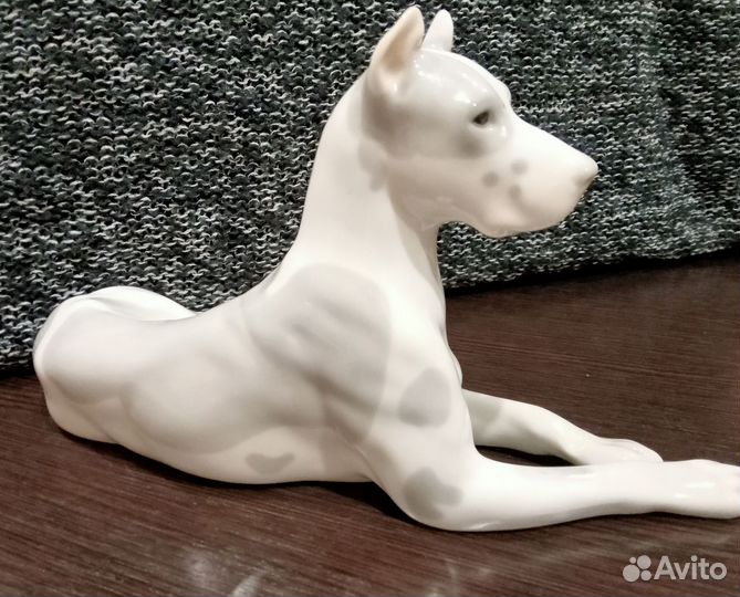 Фарфоровая статуэтка мраморный дог СССР, лфз