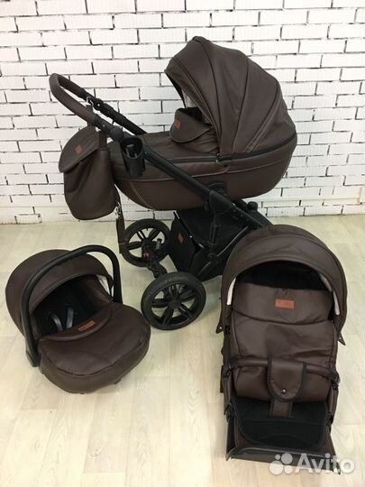 Коляска verdi mocca (коричневая эко-кожа)