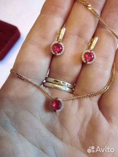 Золотой комплект 585 пробы с бриллиантами р 45 см