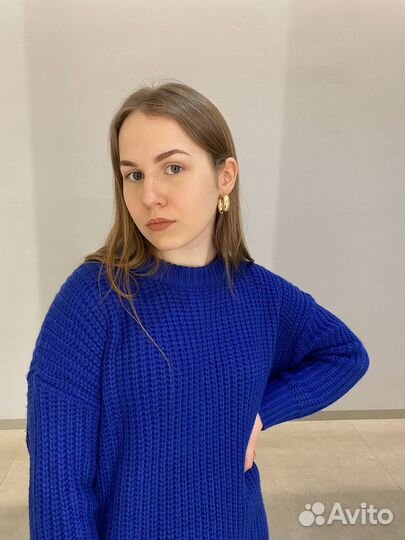 Синий свитер женский look online
