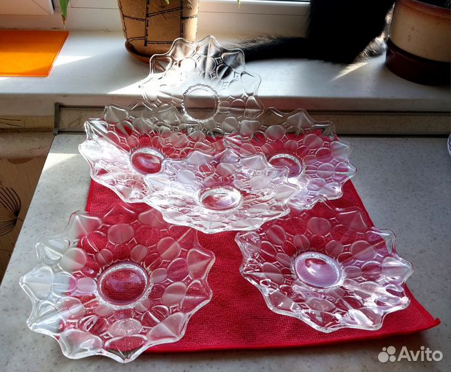 Хрусталь.Тарелки десертные 6шт диаметр 18см