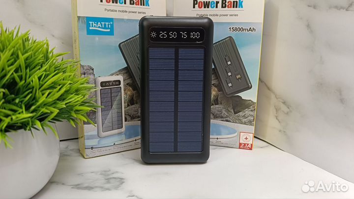 Повербанк 15800 mAh с солнечной батареей и фонарем