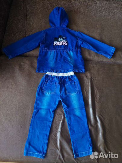 Джинсовый костюм,110р. мики маус