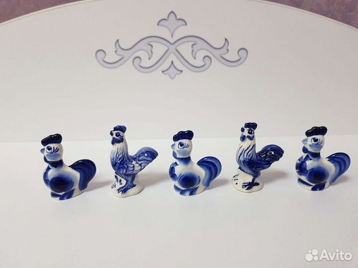 Петух, гжель, фарфор, фигурка, статуэтка, сувенир