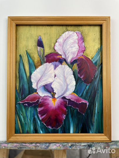 Картина маслом цветы ирисы