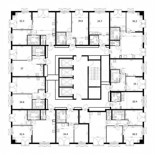 2-к. квартира, 52,3 м², 17/26 эт.