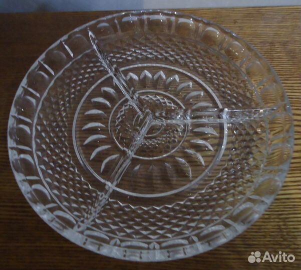 Блюдо раздел 3 части,для ассорти,хрусталь,диам20см