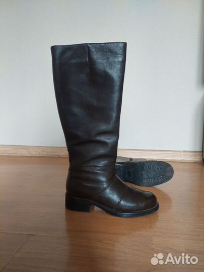 Сапоги зимние коричневые кожаные