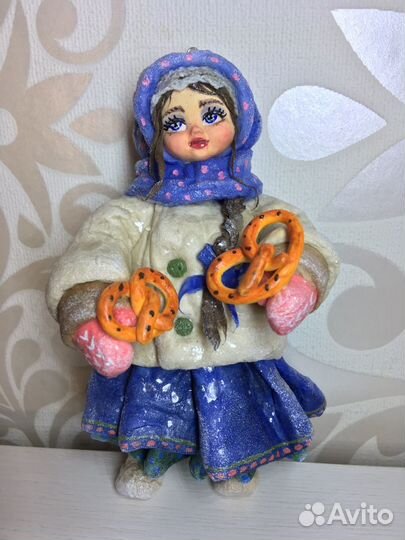 Елочная игрушка из ваты Аннушка