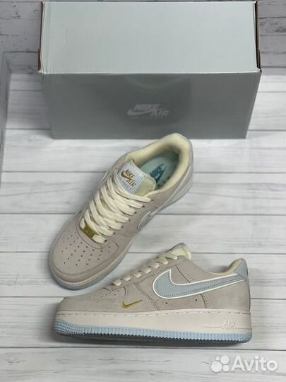 Nike Air Force 1 07 Low Suede Blue Gold