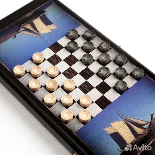 Нарды 'Корабль', деревянная доска 40 x 40 см, с по