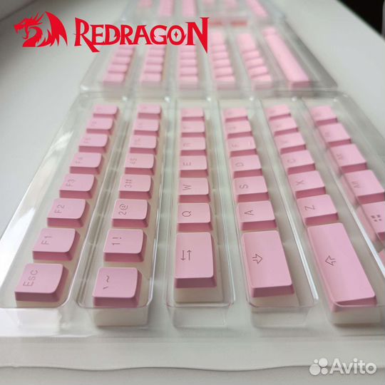 Розовые кейкапы колпачки для клавиатуры Redragon