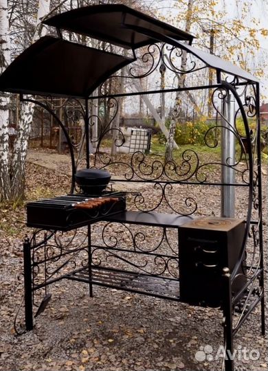 Мангал с печью под казан и крышей от производителя