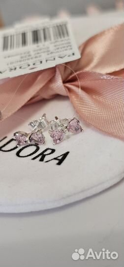 Серьги Pandora Сверкающий розовый бант