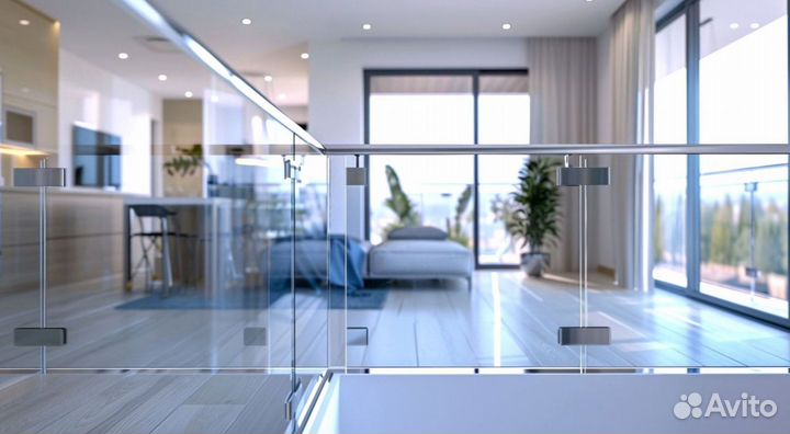 Стеклянное ограждение лестницы на заказ