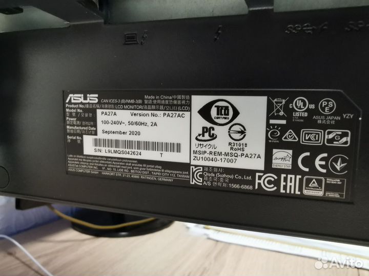 Монитор 27” asus ProArt PA27AC IPS 25601440