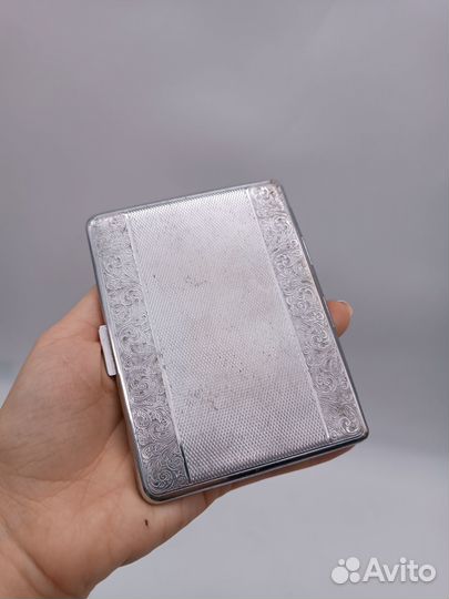 Сигаретница Портсигар металл хромирование нач
