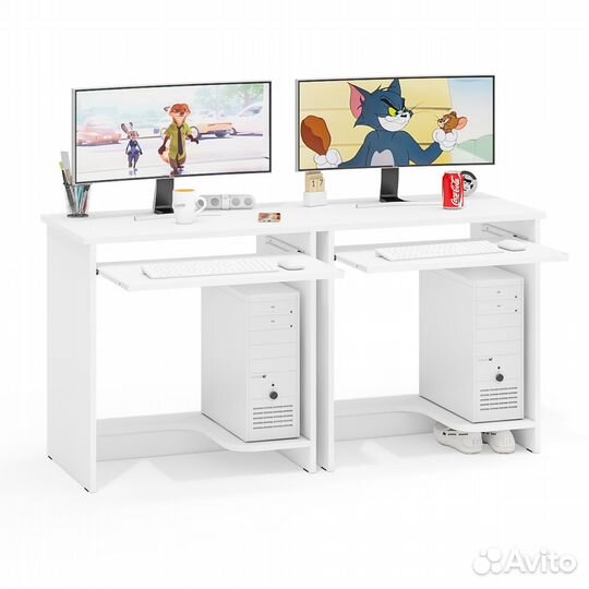 Два стола компьютерных Мебельный двор ск 11-1 белый шагрень, 149,2х50х75 см