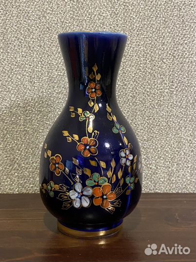Ваза СССР для цветов кобальт позолота
