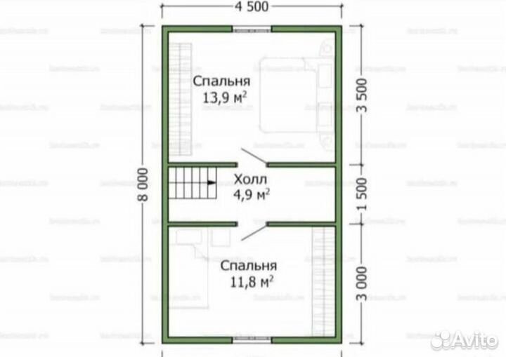 Каркасные дом 8х6м мансардные каркас 150см