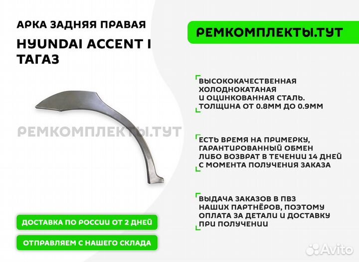 Арка задняя правая Hyundai Accent Тагаз