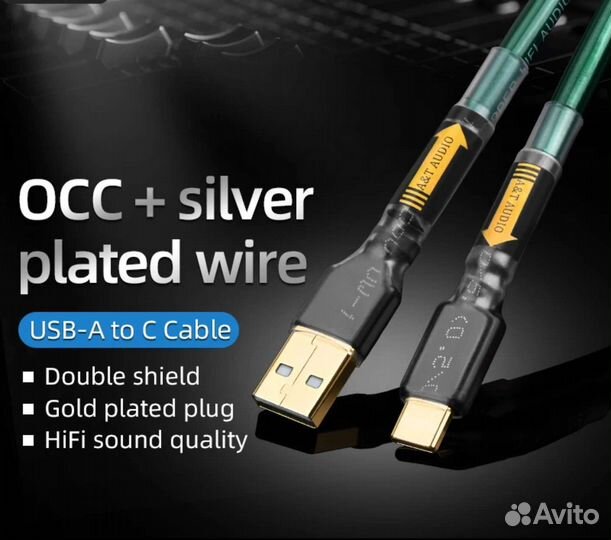 Кабель hifi usb A- usb C для Цапа