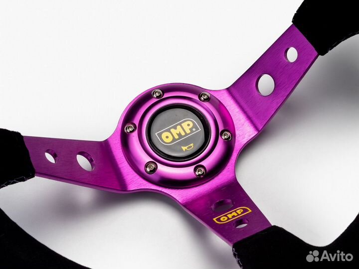 Руль OMP с выносом замша фиолетовый