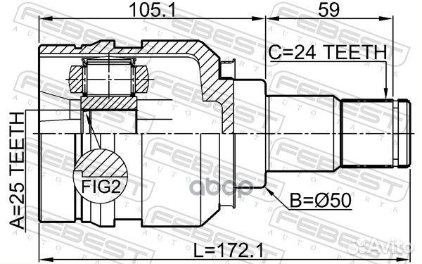 Шрус внутр левый 25x50x24 toyota auris/hybrid