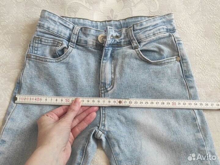 Джинсы девочке 134, утепленные