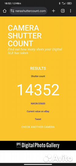 Зеркальный фотоаппарат Nikon D5600