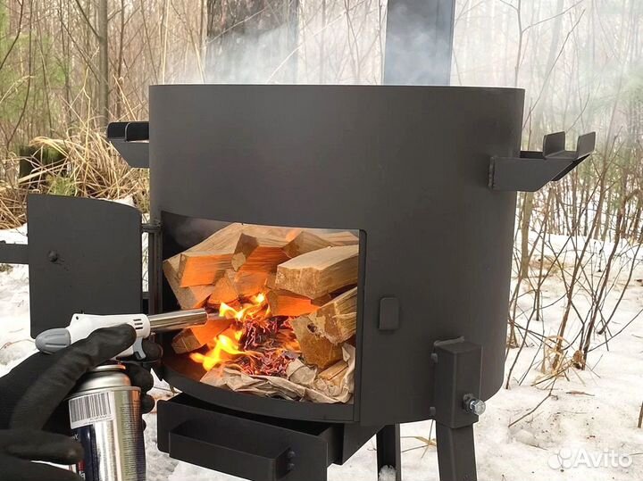 Казан чугунный с печкой