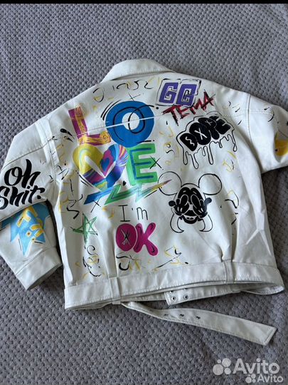 Кожаная куртка косуха с надписями