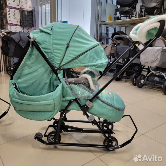 Коляска санки Ника 6 мятный
