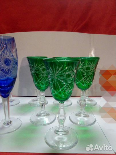 Рюмки/цветное стекло/хрусталь