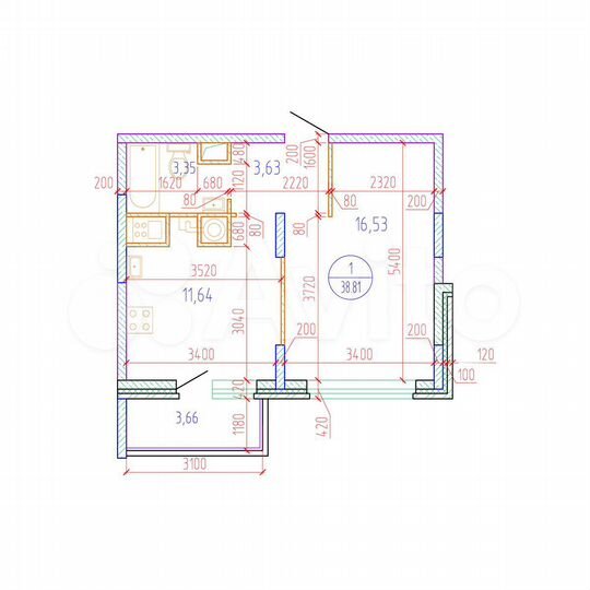 1-к. квартира, 38,8 м², 5/17 эт.