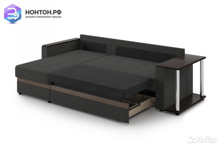 Диван угловой дельфин Атланта серый / коричневый