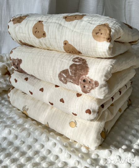 Муслиновый плед детский двусторонний пеленка
