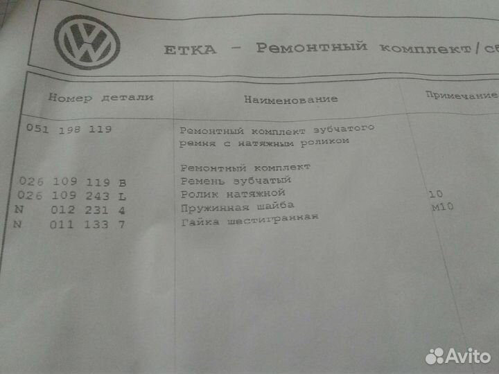 Комплект грм VAG
