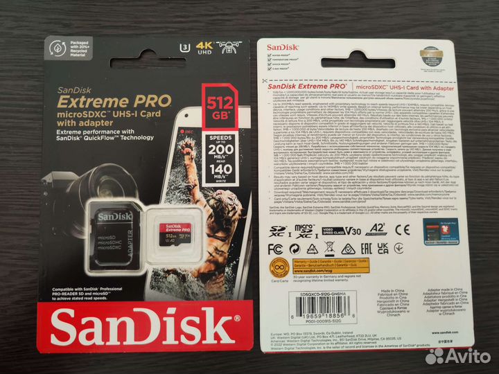 Карта памяти microSD Sandisk Extreme Pro 512 GB