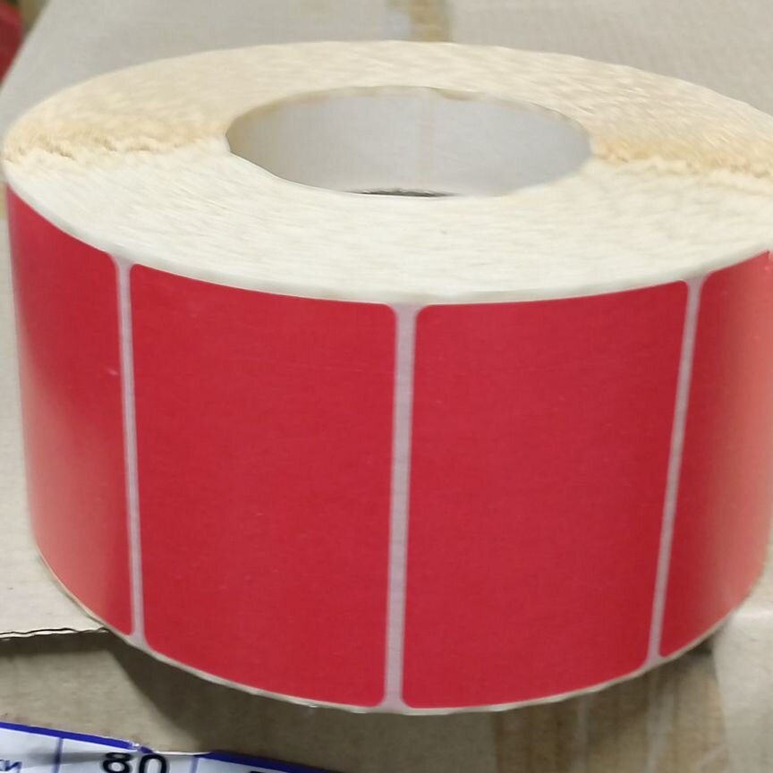 [80Х50/3000] Самоклеящиеся Этикетки Красная 80х50/3000