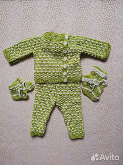 Вязаный костюм из мериноса на 6-9 мес