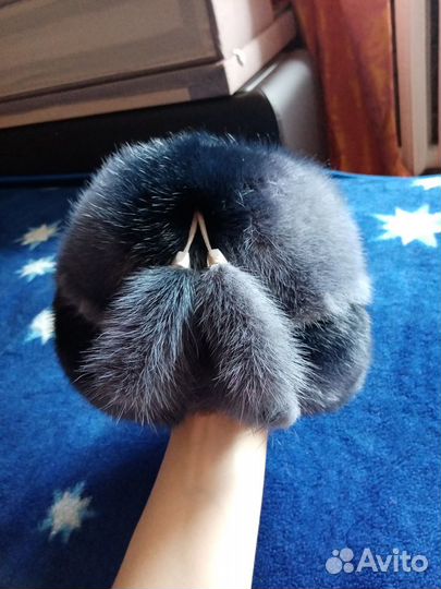 Шапка из голубой норки