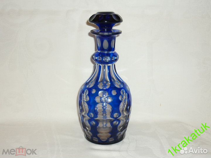 Графин синее русское стекло Бахметьевский сз