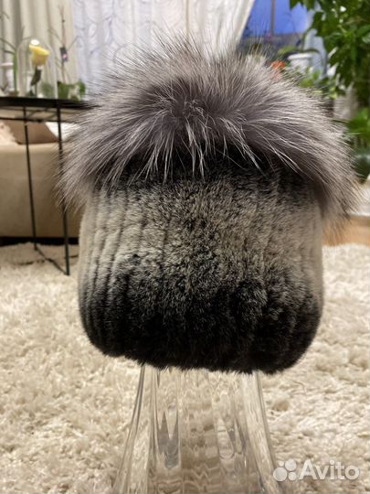 Шапка женская меховая вязаная
