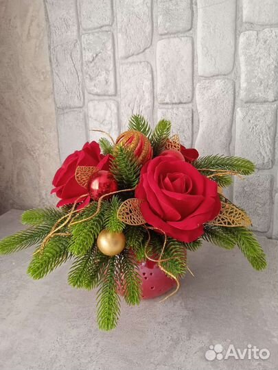 Букет цветов,новогодняя композиция, зимний букет