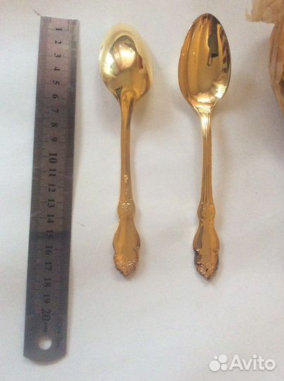 Ложки десертные позолоченные Кольчугино новые 2 уп