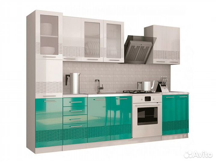 Кухня София 3D Пенал (04 м) (белый/бирюза)