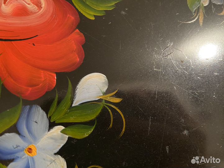 Поднос металлический с ручной росписью СССР